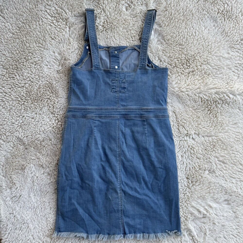 Wax Jeans Denim Overall Dress Button Front Knee Length Size Medium - Picture 5 of 10